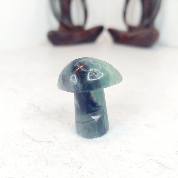 Purple & Green Fluorite Mushroom Carving | Clarity • Intuition - Picture 5 of 5